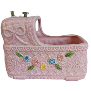 Vintage Napco Pink Bassinet Music Box Japan